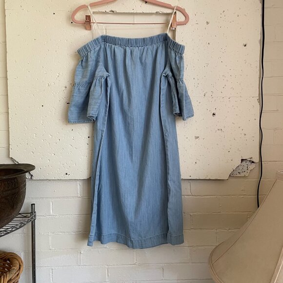 Madewell | Selina Wash Denim Azalea Off-the-Shoulder Dress Small - Picture 5 of 7